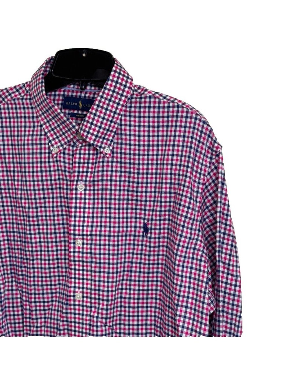 Ralph Lauren Shirt Mens XL Red White Blue Check Button Down Non Iron Preppy